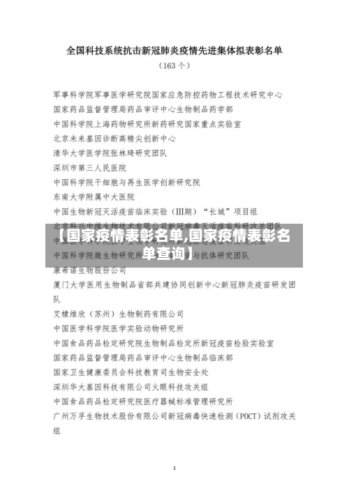 【国家疫情表彰名单,国家疫情表彰名单查询】-第1张图片